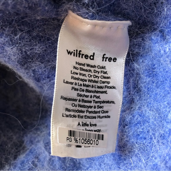 Aritzia Wilfred Free Blue Michal Wool Alpaca Blend Cable Knit Sweater XS - Picture 15 of 16
